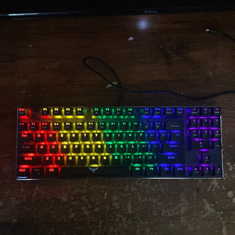 Black LED light gaming mechanical keyboard